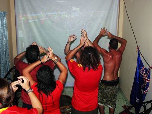 Cheering their team